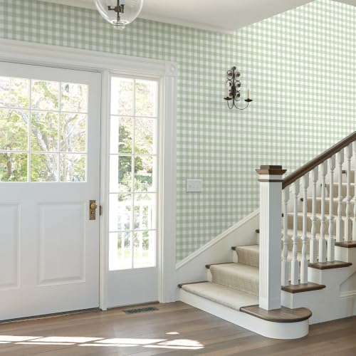 Heroad Green Peel and Stick Wallpaper Gingham Checkered Contact Paper Boho - Image 6