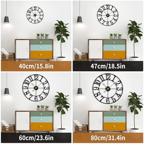 Large Wall Clock for Living Room Decor - 47cm/ 18 Inches Silent Non-Ticking - Image 3