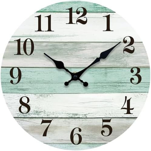 Wall Clock Silent Non-Ticking Wooden Clocks Battery Operated 12 Inch Small by wallclock