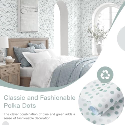 Dimoon 17.3''x78.7'' Peel and Stick Wallpaper Blue Green Boho Contact Paper - Image 3
