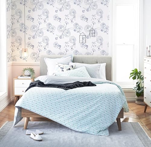 Safiyya 393"x17.3" Peel and Stick Wallpaper Blue and White Contact Paper Floral - Image 3