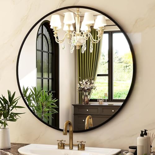 HARRITPURE Round Mirror 30 Black Wall Mounted Circle Mirrors - Image 5
