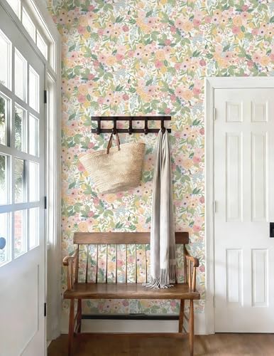 Ismoon Peel and Stick Wallpaper Boho Pink Floral Contact Paper 16.1" x 197" - Image 6