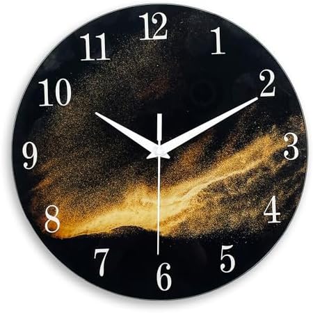 Black Glass Wall Clock Battery Operated 12 Inch by Constantplanet%E6%97%97%E8%88%B0%E5%BA%97