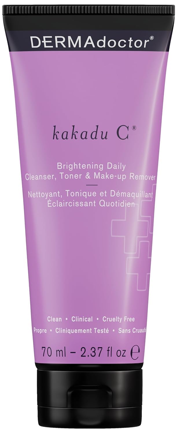 DERMAdoctor 20% Vitamin C Face Serum 0.5 fl oz Cleanser 2.37 fl oz with Caffeine Eye Cream Vitamin E & Ferulic Acid | Kakadu C Anti Aging, Hydrating & Discoloration Correcting Serum