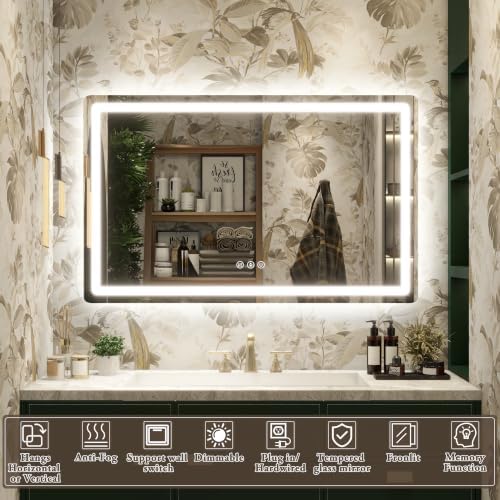 48"x30" LED Bathroom Mirror Anti-Fog Dimmable Wall Mount Vanity Touch - Image 2