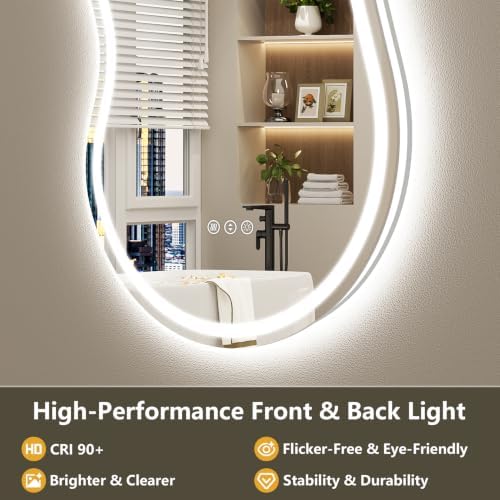 24x36 Irregular LED Mirror for Bathroom Lighted Vanity Mirror - Image 3