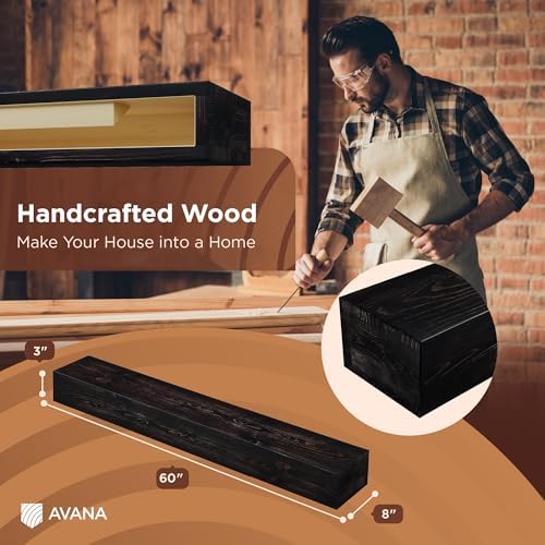 Avana Rustic Fireplace Mantle Shelf 60 Inches - Image 3