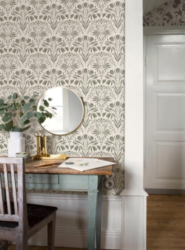 Vintage Tulip Floral Peel and Stick Wallpaper Retro Gray Contact Paper - Image 6