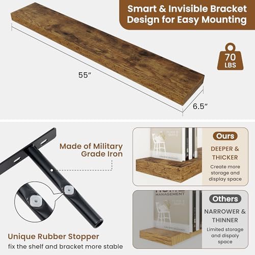 Floating Shelves for Wall, Wall Mounted Wood Shelves - Image 3