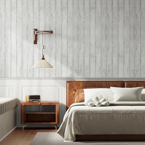 Abyssaly White Wood Shiplap Peel and Stick Wallpaper Farmhouse Wallpaper - Image 5