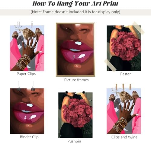 Black Girl Wall Art African Woman Canvas Wall Decor Pink Black Women People Art - Image 7
