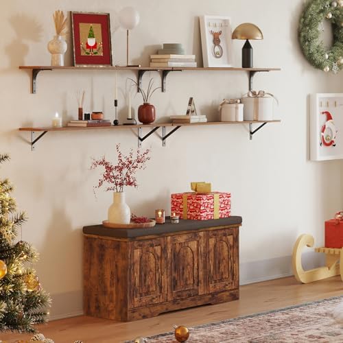 DINZI LVJ Long Wall Shelves, 55.1Inch Wooden Floating Shelves - Image 2