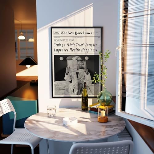 Funky Black and White Newspaper Wall Art 12x18 in Black Framed Humor Quotes - Image 3