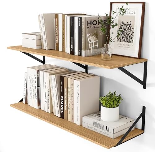 Heimlove 36W x 12D Deep Floating Shelves Set of 2 Oak by Heimlove