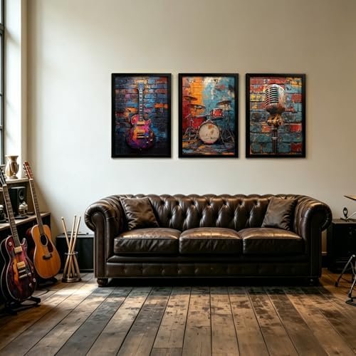 NCCXNCC 3Pcs Black Frame Music Theme Canvas Wall Art 16x24 inch Painting - Image 4