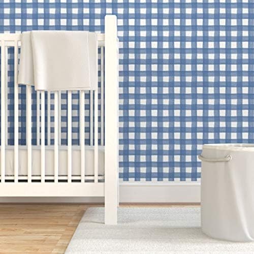 Spoonflower Blue Watercolor Peel and Stick Removable Wallpaper - Image 6