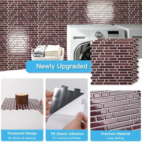 Art3d Linear Tile Peel and Stick Backsplash, Dark Burgundy - Image 6