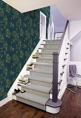 Safiyya 118"x17.3" Peel and Stick Wallpaper Gold and Teal Green Contact Paper - Image 6