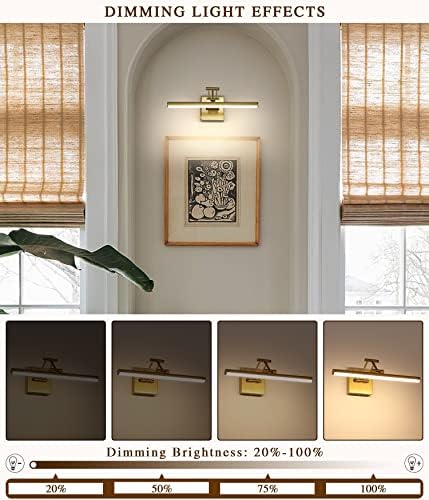 Hard-Wired Picture Lights for Wall Dimmable Brass Gallery Light 15.5 Inch - Image 3