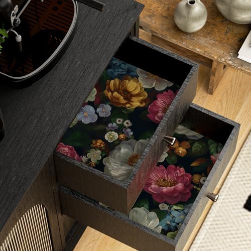 BOKEBEVE Navy Blue Floral Wallpaper Peel and Stick Vintage 17.5 x 393.5In - Image 2
