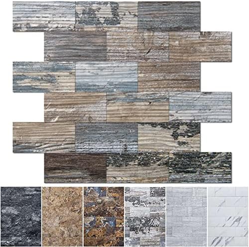 Art3d PVC Peel and Stick Backsplash Wall Tile, Spruce Grey Rustic by Art3d