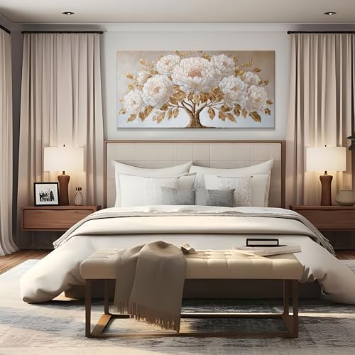 Gold Tree Of Life Wall Art Prints 20"x40" White Gold Wall Art - Image 2