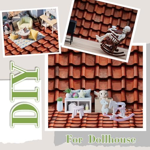 Flutesan 12 Pcs Miniature Dollhouse Wallpaper, Roof Tiles Clay - Image 5