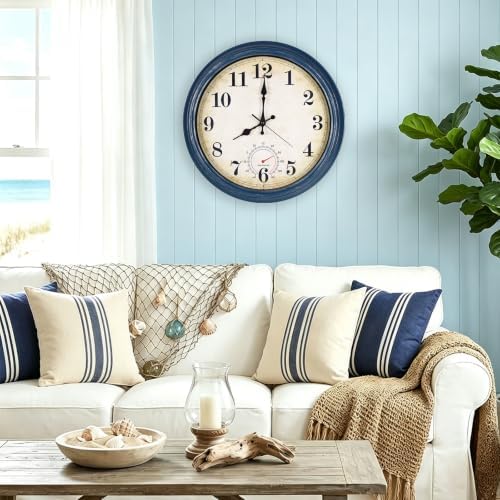Wall Clock Battery Operated Silent Rustic Wall Clocks Coastal Wall Decor - Image 4