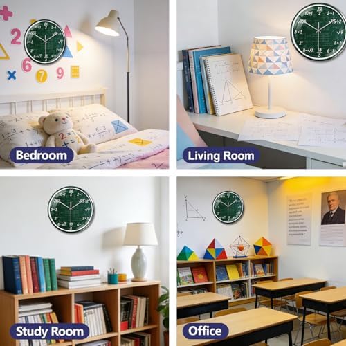 peacoblue Blackboard Math Wall Clocks Battery Operated - Image 6