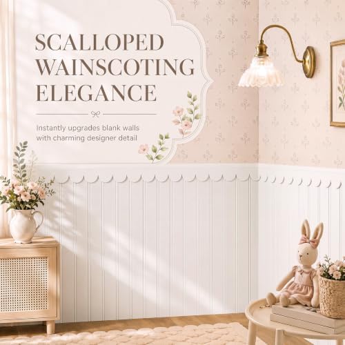 Nuanchu 1 Sets 37.8" x 118" Scalloped Wainscoting Wall Panel Kit Decor - Image 4
