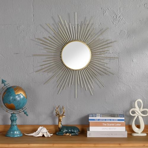 24'' Large Gold Sunburst Mirror, Metal Starburst Mirrors, Mid-Century Modern - Image 6