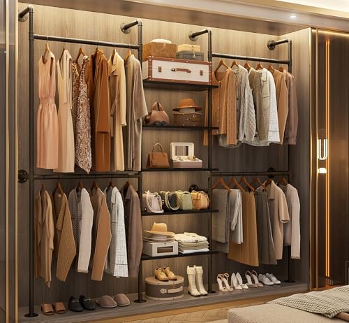 Aheaplus Industrial Pipe Clothing Rack, 6.42FT Closet Organizer System by Aheaplus