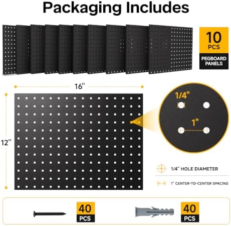 LiSHELF 10 Pack Metal Pegboard Panels, 12 x 16 Inch Heavy Duty Wall Peg Board - Image 3