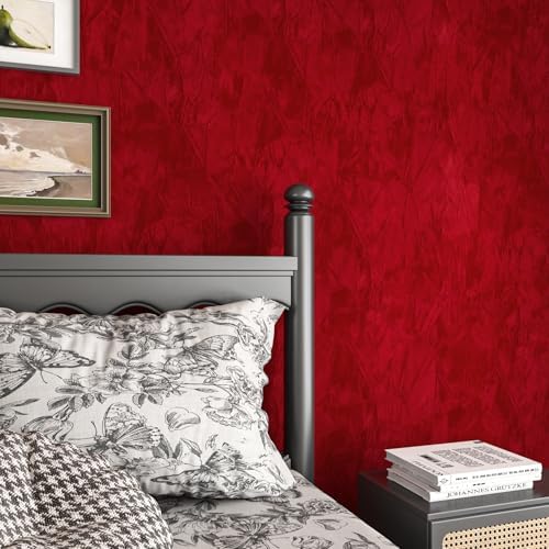 Decotalk Self Adhesive Velvet Wallpaper Red Velvet Peel and Stick Wallpaper - Image 2