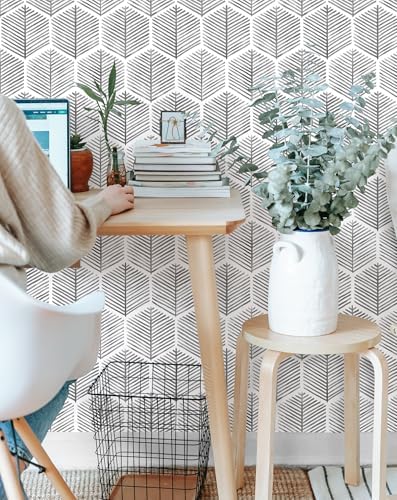 MelunMer Grey Modern Peel and Stick Wallpaper Boho Removable 17.3''×197'' - Image 6