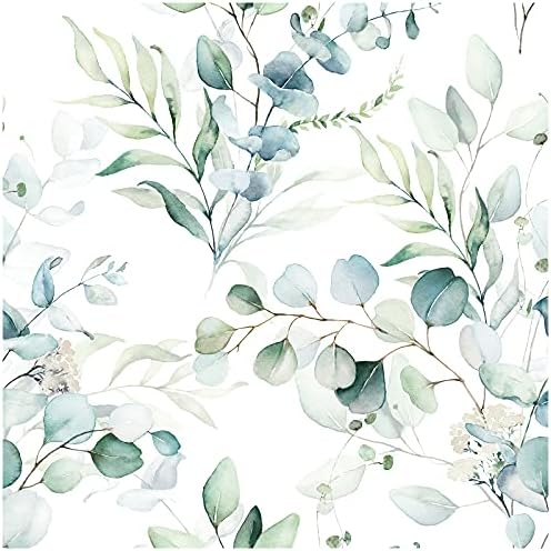 HAOKHOME Green Wallpaper Peel and Stick Botanical Bathroom 17.3in x 32.8ft by HAOKHOME