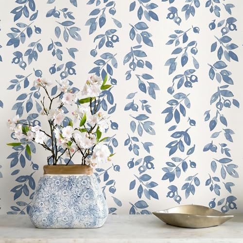 Ismoon Blue Wallpaper Peel and Stick Vintage Wallpaper 17.3in x 16.4ft Blue by Ismoon