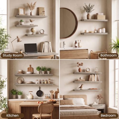 Acovy 40x8in Floating Shelves 2 Pack, Wall Mount Display Shelf - Image 6