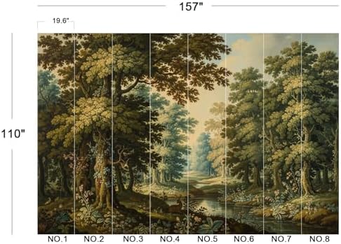Vintage Rustic Forest River Deer Landscape Wallpaper - Image 2