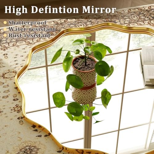 30" Decorative Scalloped Round Wall Mirror, Wavy Metal Deep Frame - Image 3