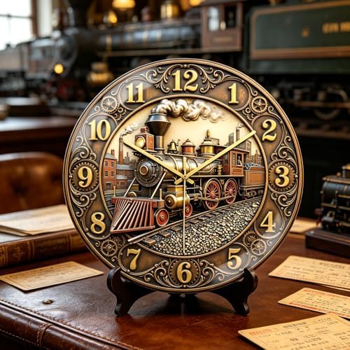 peacoblue Vintage Train Wall Clocks Battery Operated - Image 3