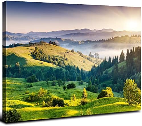 Green Mountain Wall Art Sunrise Nature National Park Landscape Canvas Prints by AREBOLOLLC