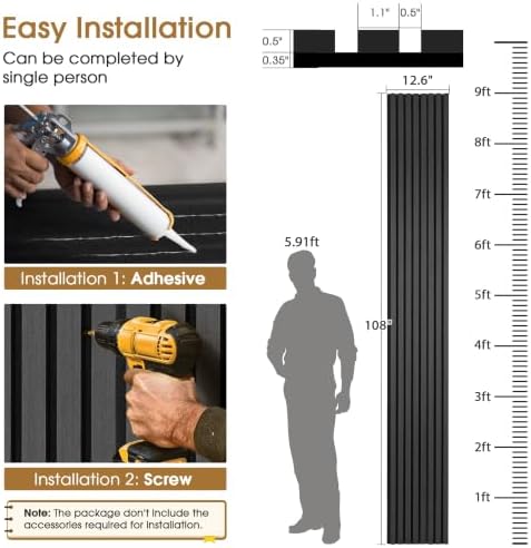 4 Pack 108’’x12.6’’ Fluted Acoustic Wood Slat Wall Panels - Image 2