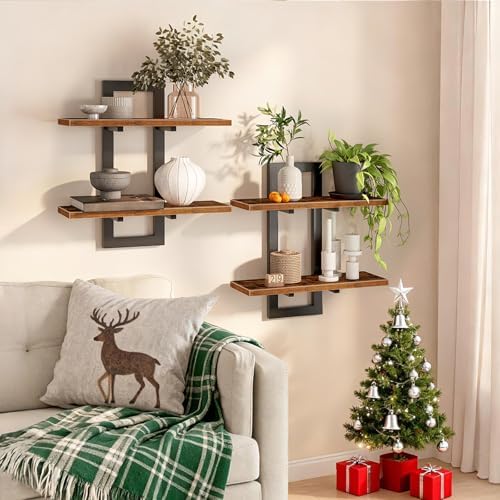 HOOBRO Floating Shelves for Wall, Wall Mounted Storage Shelves 2-Tier, Hanging - Image 4