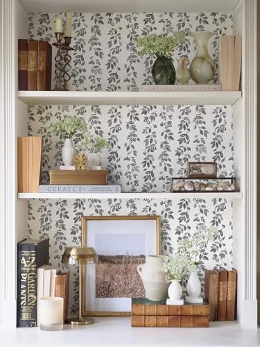 Heroad Grey Wallpaper Vintage Peel and Stick Wallpaper Leaf Contact Paper - Image 2