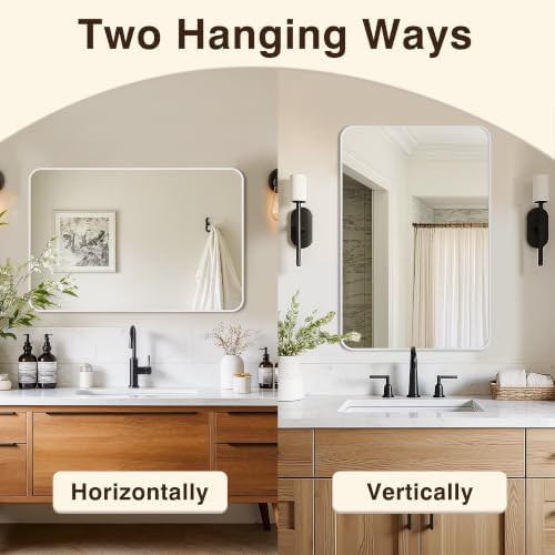 Vanity Bathroom Mirror, 30”x20” Silver Bathroom Mirror - Image 6