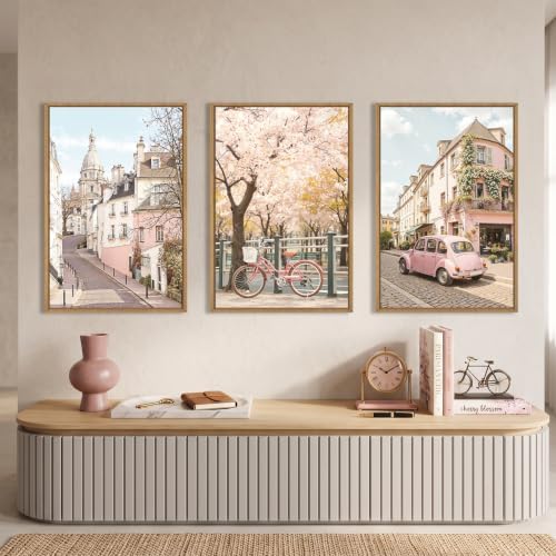 Large Italy Pink Cityscape Framed Canvas Wall Art Set -24"x36"x3 - Image 2