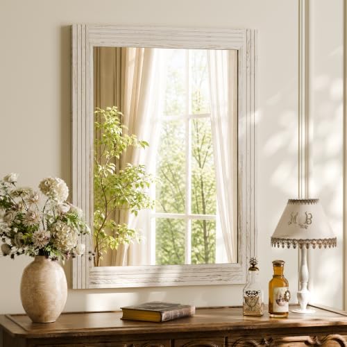 Rectangular Wall Mirror 30" x 40", Solid Wood Frame Bathroom Mirror - Image 3