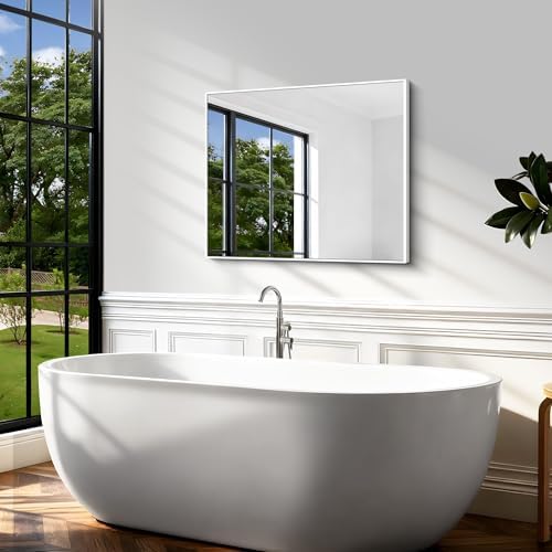 BONEWEI White Bathroom Mirror, 30x36 inch Wall Mirror - Image 4